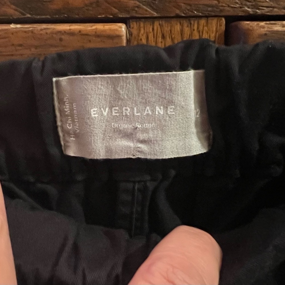 Everlane Wide Leg The Easy Pull On Black Organic Cotton Pants Sz 12 EUC - Picture 6 of 15